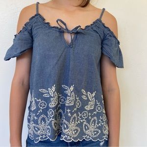 Abercrombie & Fitch Denim Embroidered Top Size XS